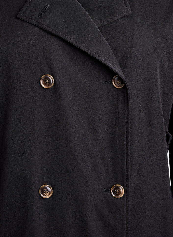 Kort trenchcoat med fickor, Svart, Packshot image number 2
