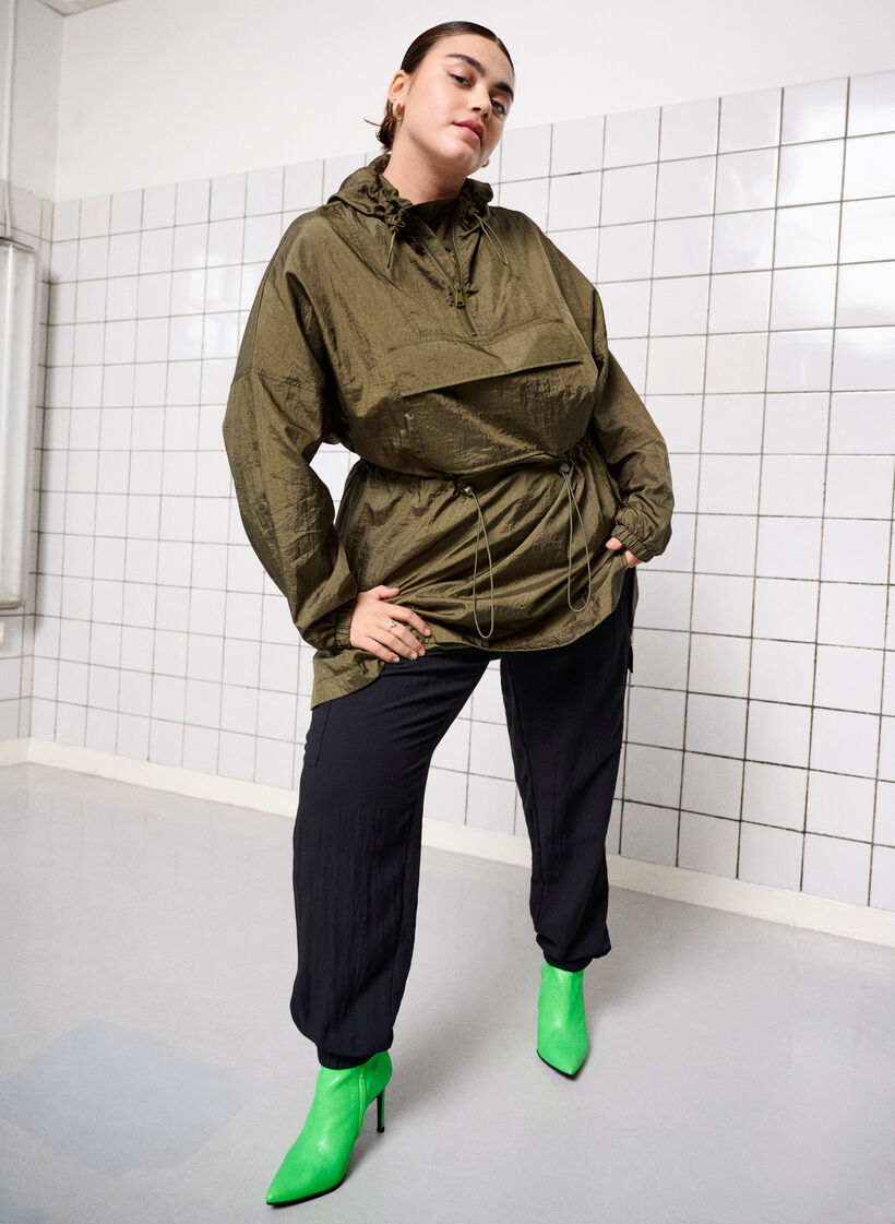 Lång anorak med huva och ficka, Grape Leaf, Image image number 0