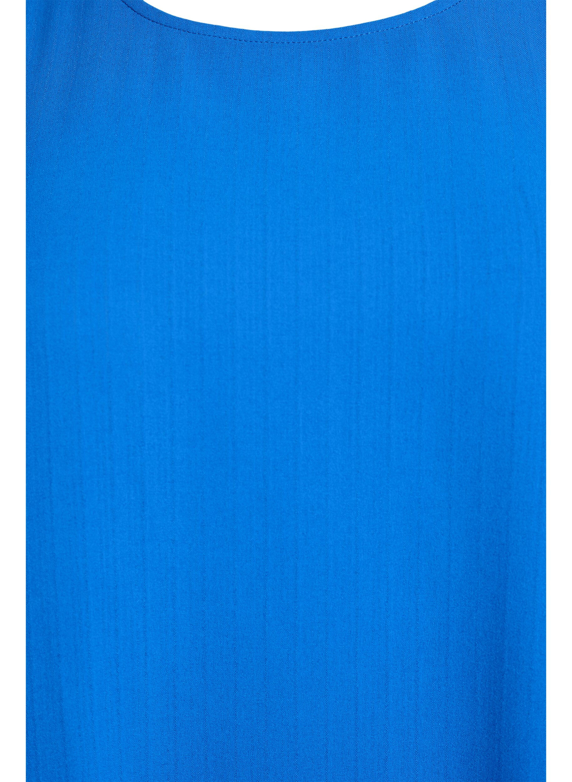 Zizzi Kort&auml;rmad blus med rund hals, Bl&aring;, Packshot image number 2