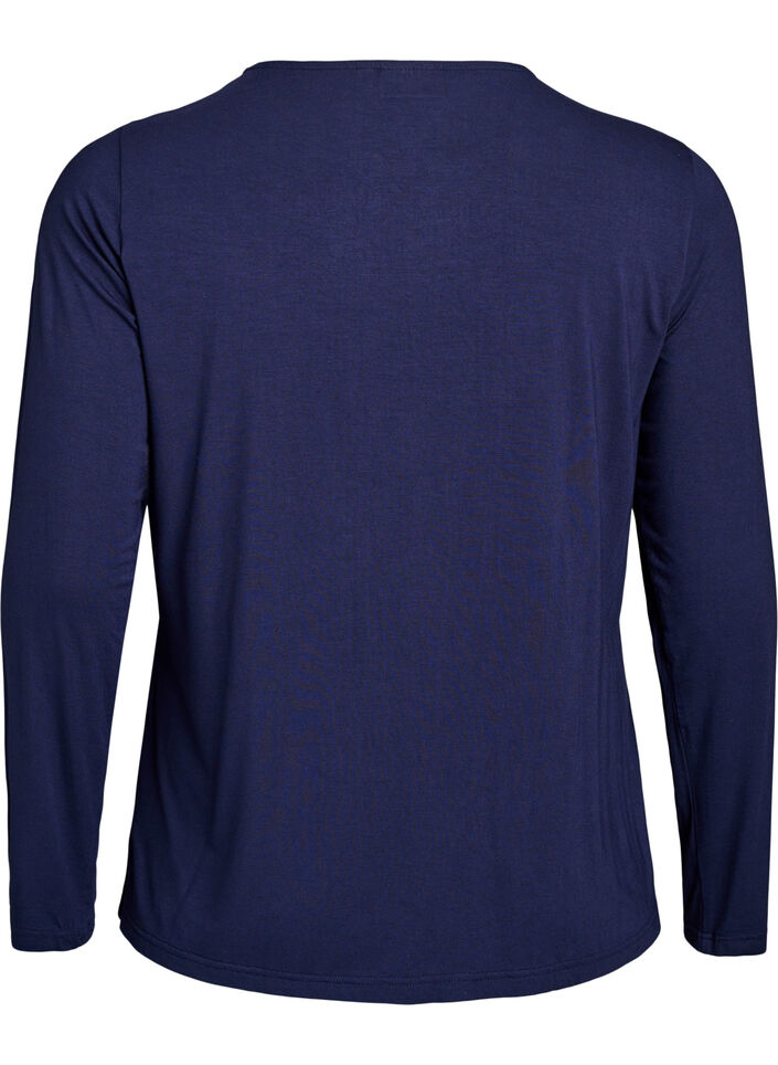 Enf&auml;rgad blus med l&aring;nga &auml;rmar, Bl&aring;, Packshot image number 1
