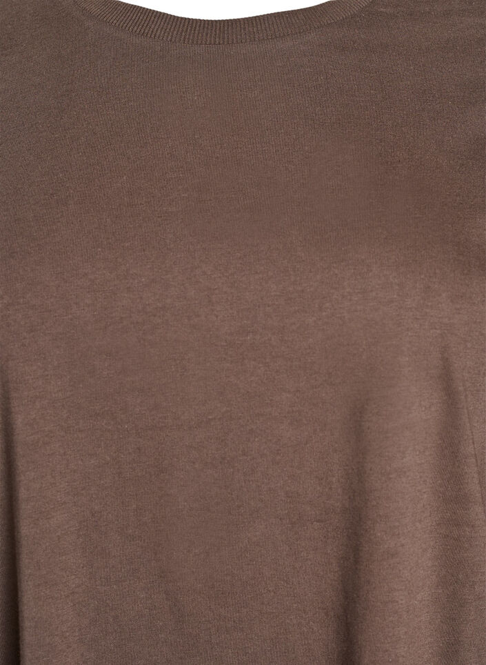 Knälång T-shirtklänning i bomull, Brun, Packshot image number 2