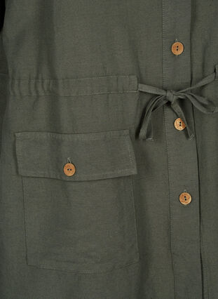 Skjorta i linneblandning med fickor, Thyme, Packshot image number 3