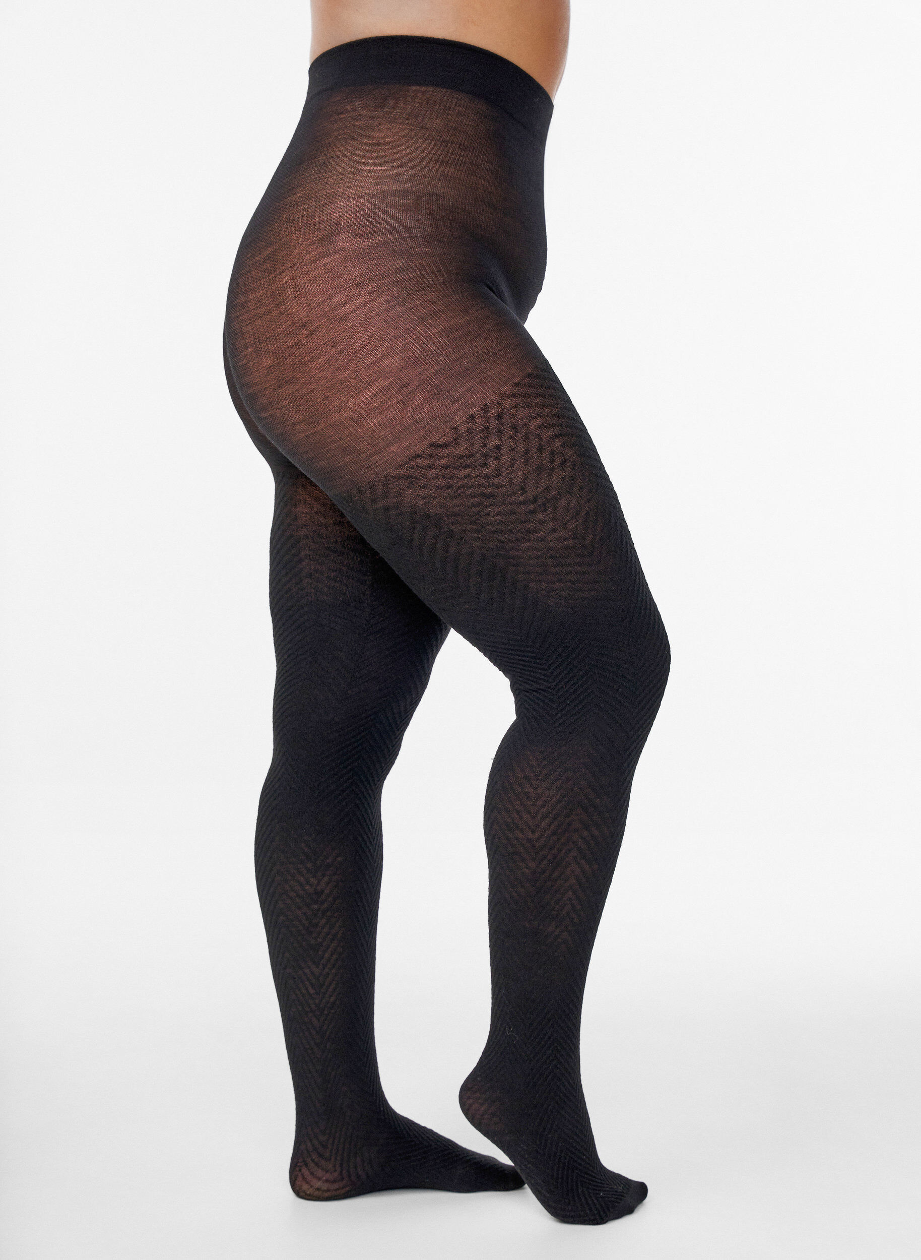 Zizzi Strukturerade tights, Svart, Packshot image number 0