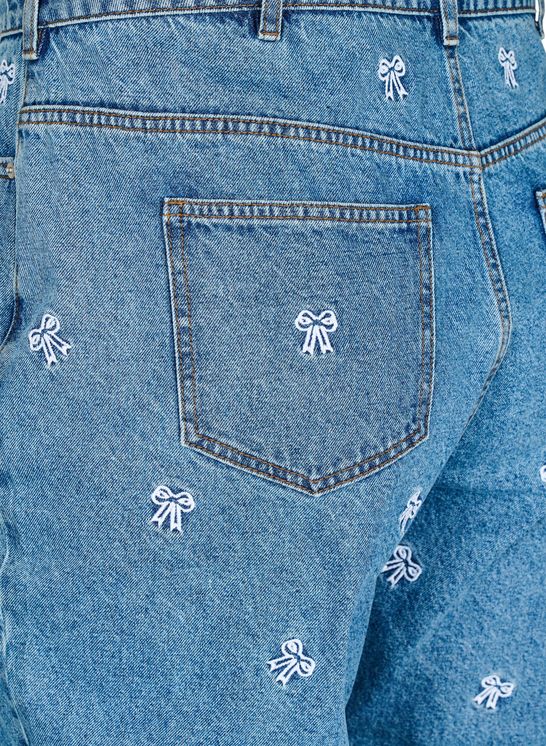 Zizzi Mille Mom Fit-jeans med broderier, Bl&aring;, Packshot image number 3