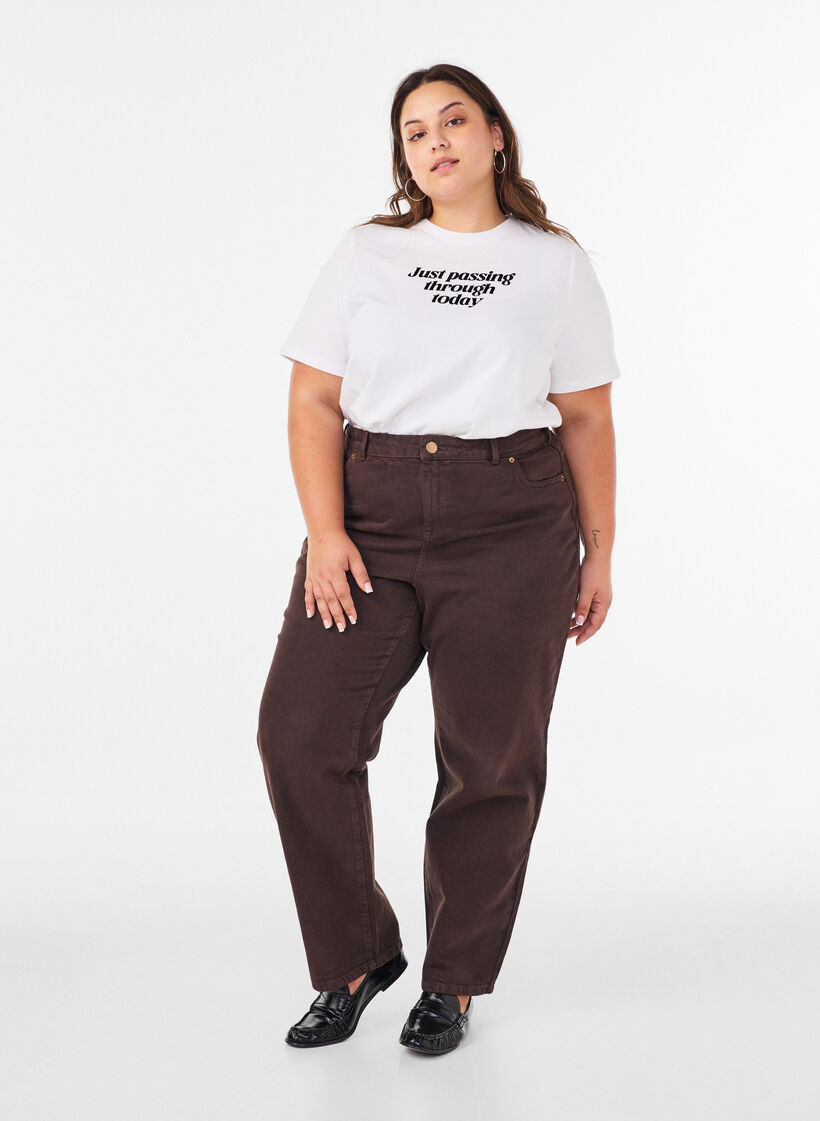 T-shirt i bomull med texttryck, Vit, Model image number 1