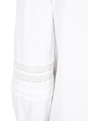 Blus med volanger och spets, Bright White, Packshot image number 3