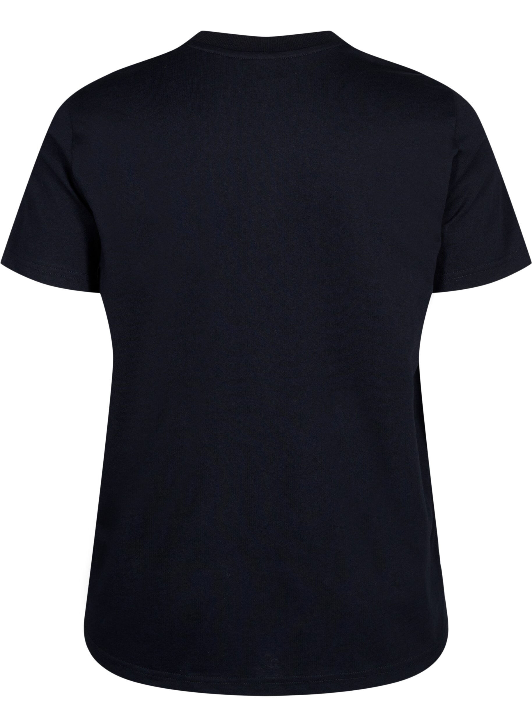 ZizziEnkel t-shirt i bomull med rund halsringning, Svart, Packshot image number 1