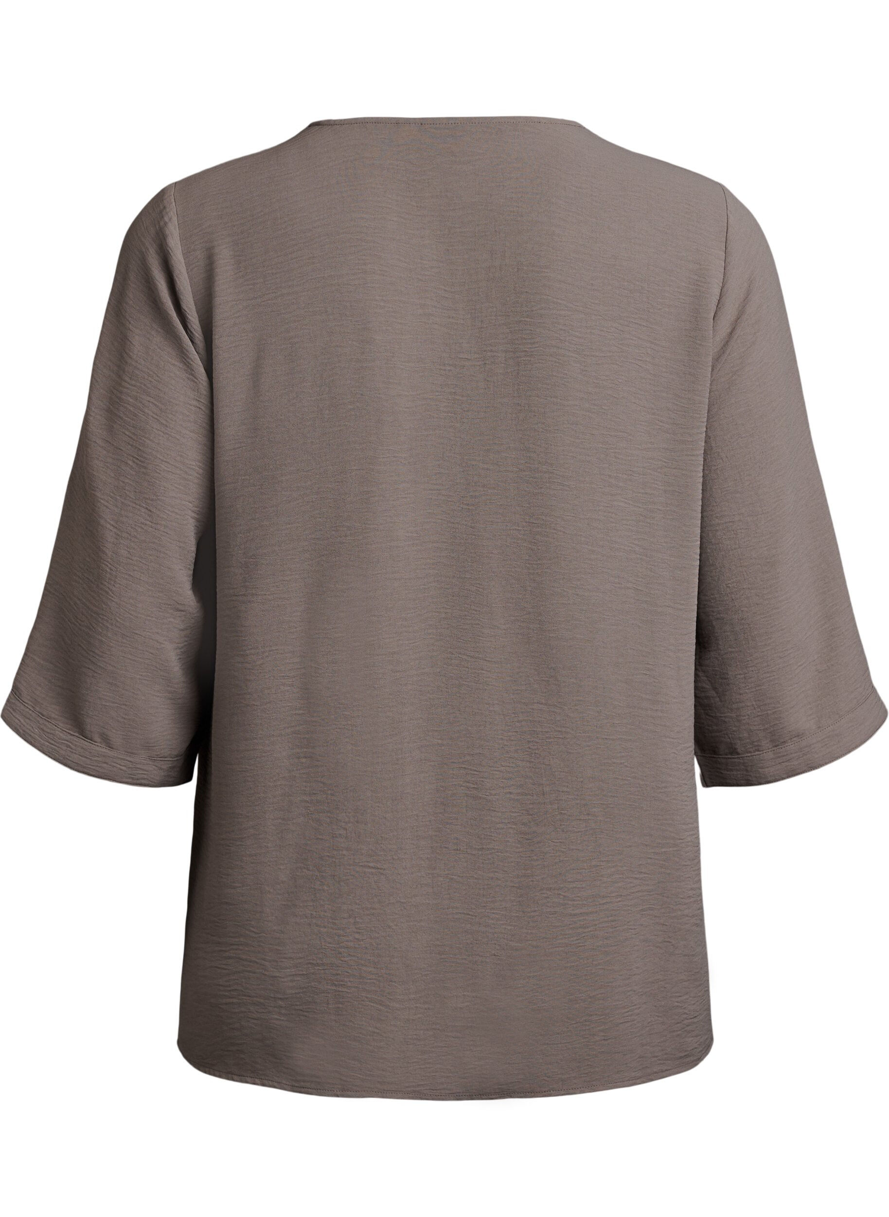 ZizziSkjortblus med v-ringning och 3/4-&auml;rm, Beige, Packshot image number 1