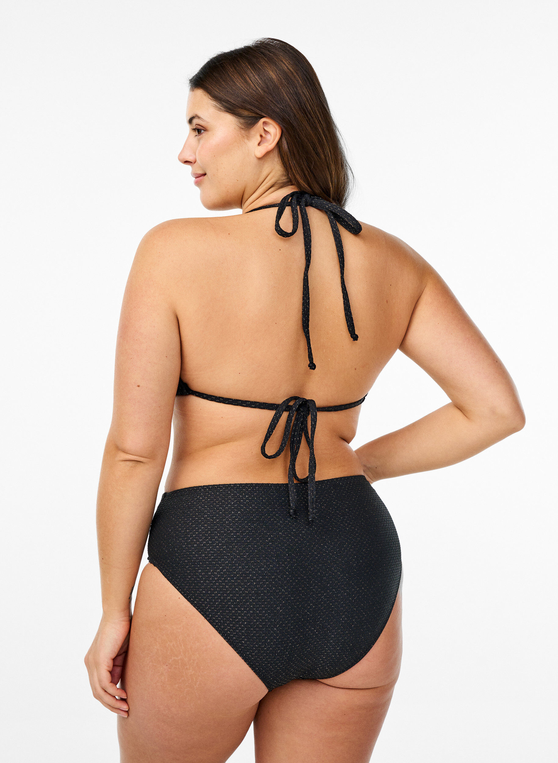 Zizzi Bikinitrosa med glitter och tai-sk&auml;rning, Svart, Model image number 1