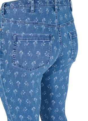 Super slim Amy jeans med blommönster, Blue denim, Packshot image number 3