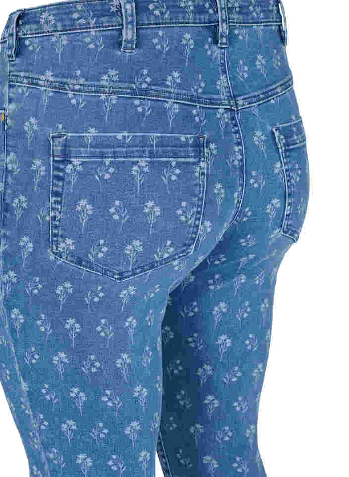Super slim Amy jeans med blommönster, Blue denim, Packshot image number 3