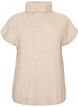 Stickad v&auml;st med polokrage och fl&auml;tstickning, Beige, Packshot image number 0