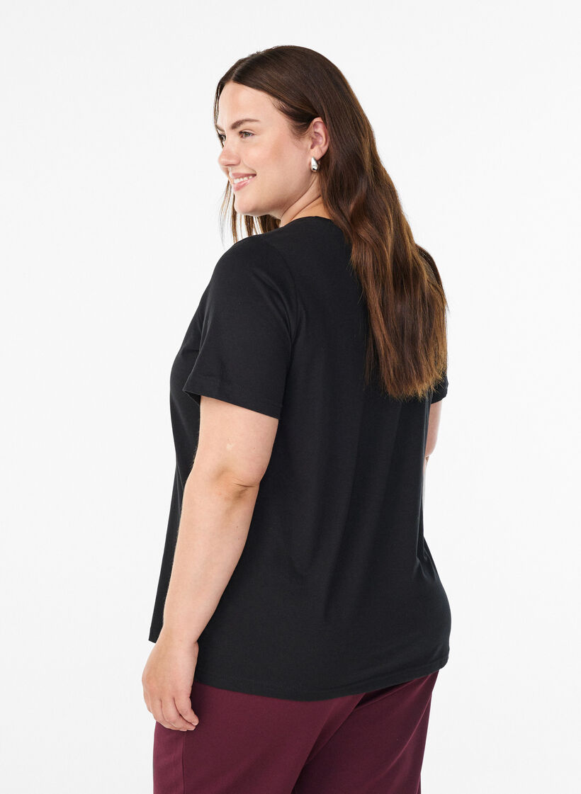T-shirt med tryck, Svart, Model image number 2