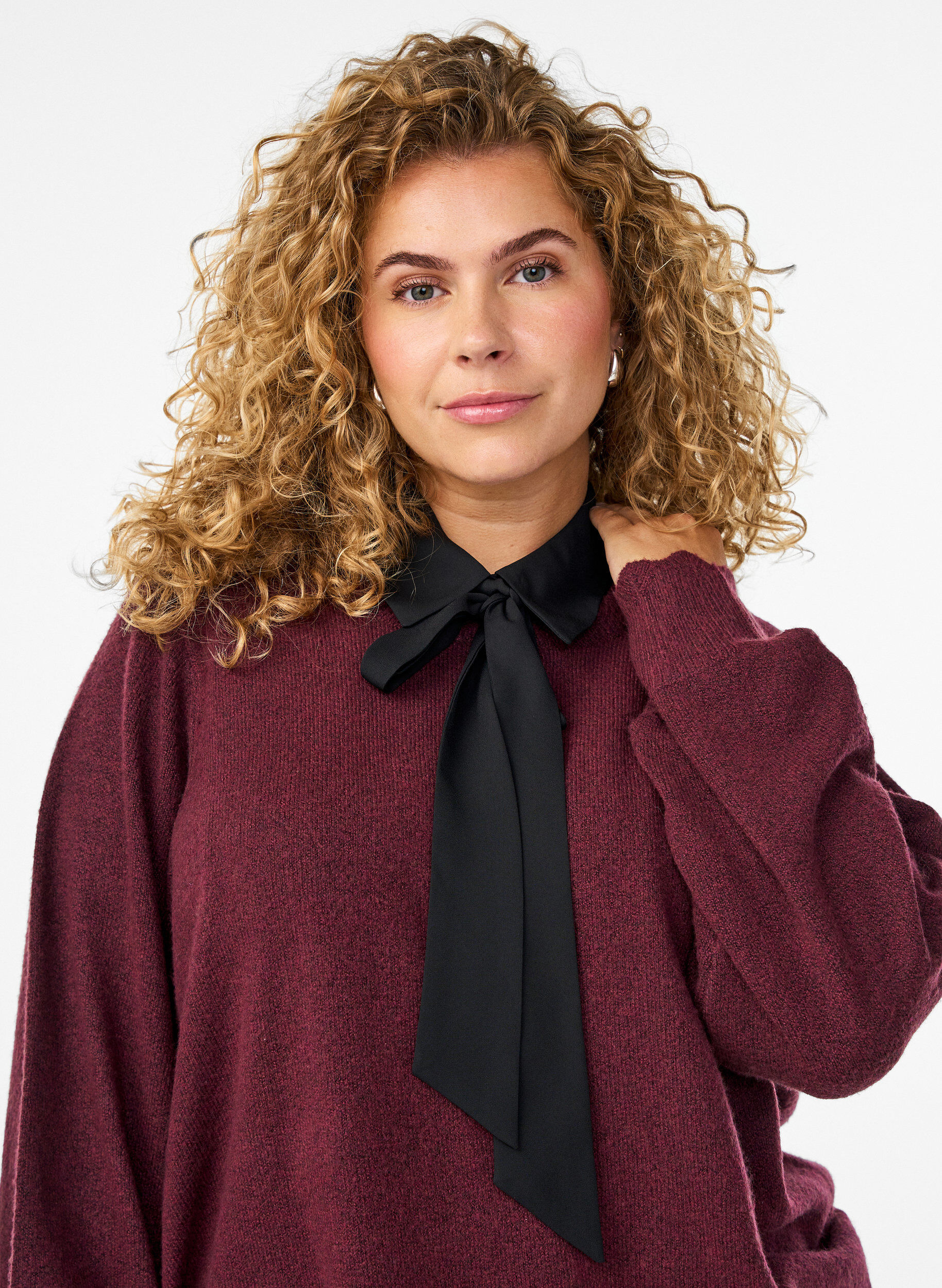 Zizzi Kraginsats med avtagbar slips, Svart, Model image number 0