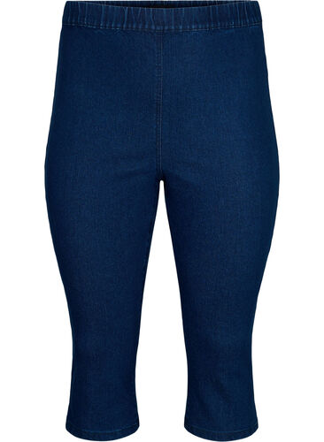 FLASH - Slim fit capribyxor i jeans med hög midja , Blue denim, Packshot image number 0