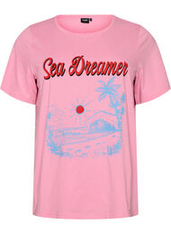 T-shirt med tryck, Rosa