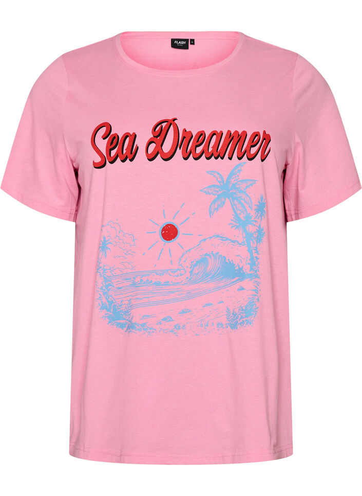 T-shirt med tryck, Rosa, Packshot image number 0