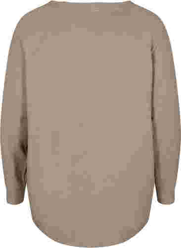 Stickad tröja med knappdetaljer, Silver Min Mel., Packshot image number 1