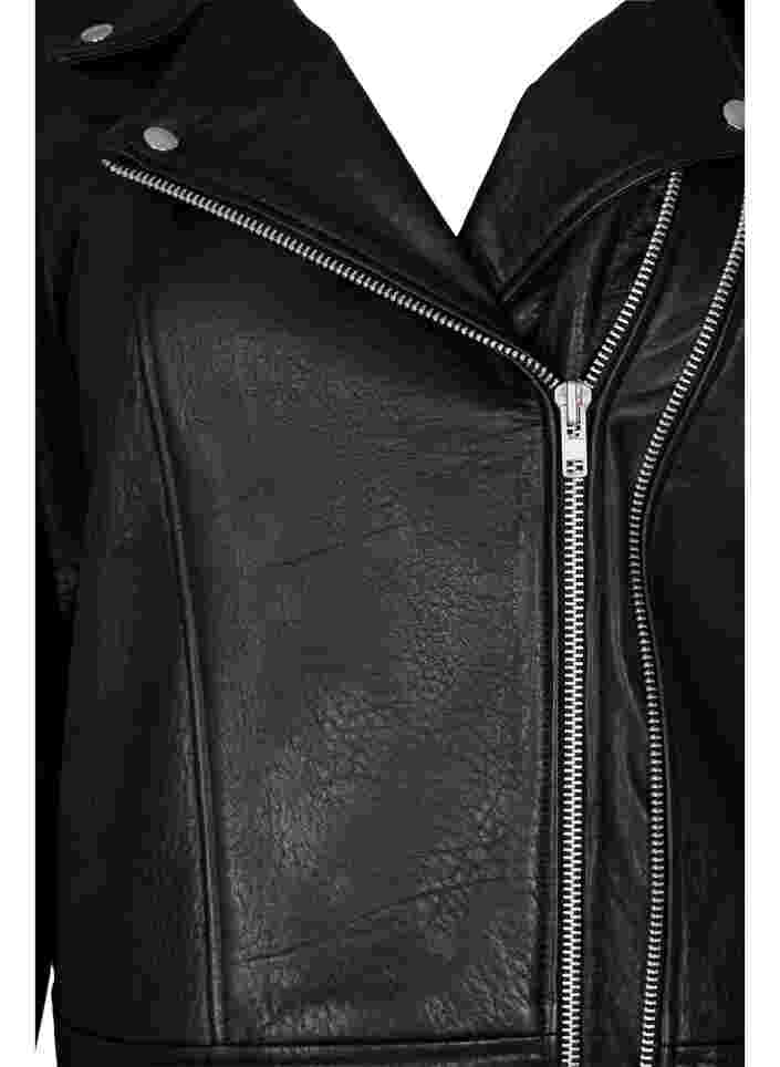 Läderjacka med dragkedja, Black, Packshot image number 2