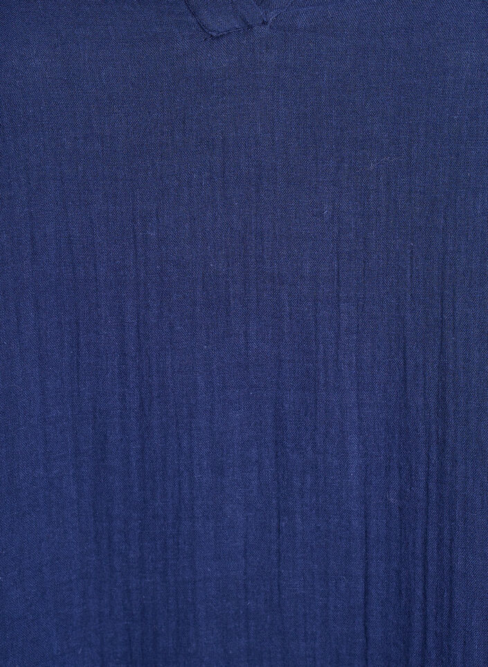 Kort a-linjeformad kl&auml;nning i bomullsmuslin, Bl&aring;, Packshot image number 2
