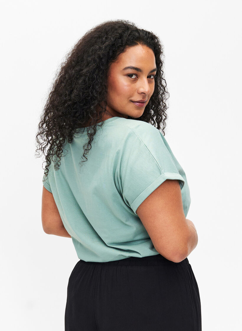 T-shirt i ekologisk bomull med guldtryck, Ch.Green Gold Flower, Model image number 1