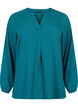 Enfärgad blus med v-hals, Deep Teal, Packshot image number 0