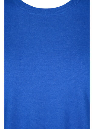 Långärmad tröja med ribb och slits, Dazzling Blue Mel., Packshot image number 2