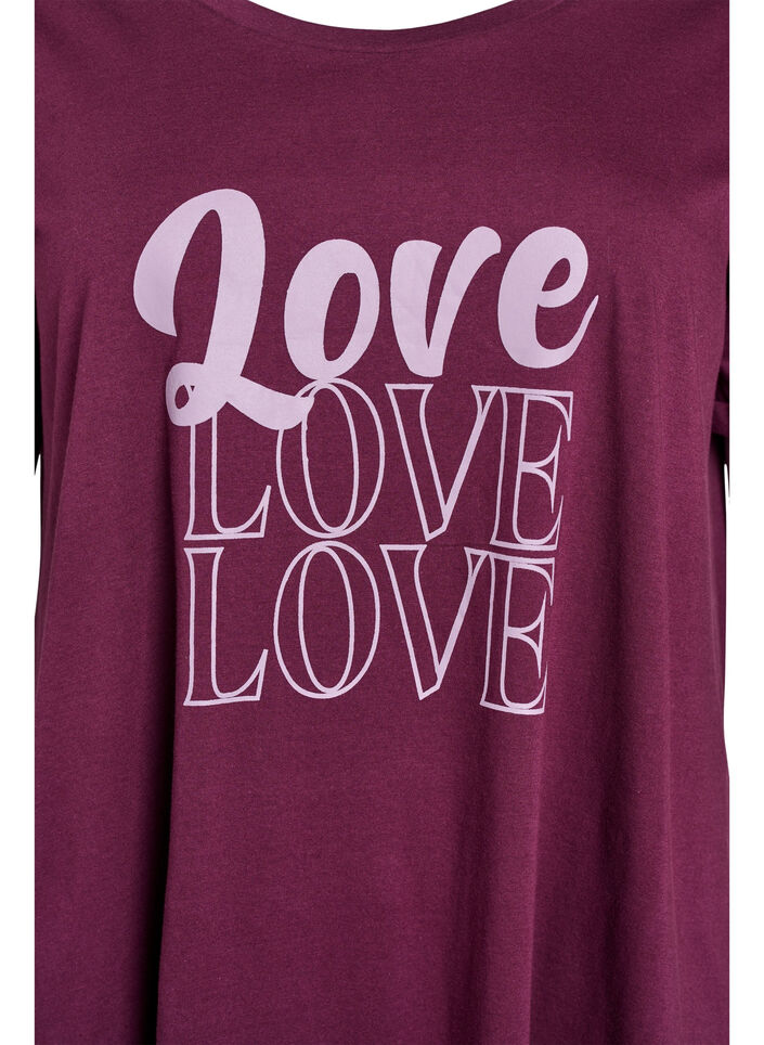 Kort&auml;rmat nattlinne i ekologisk bomull, M&ouml;rk Bordeaux, Packshot image number 2