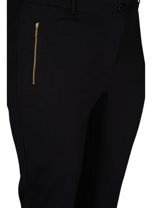 Kroppsnära byxor med fickor och dragkedja, Black, Packshot image number 2