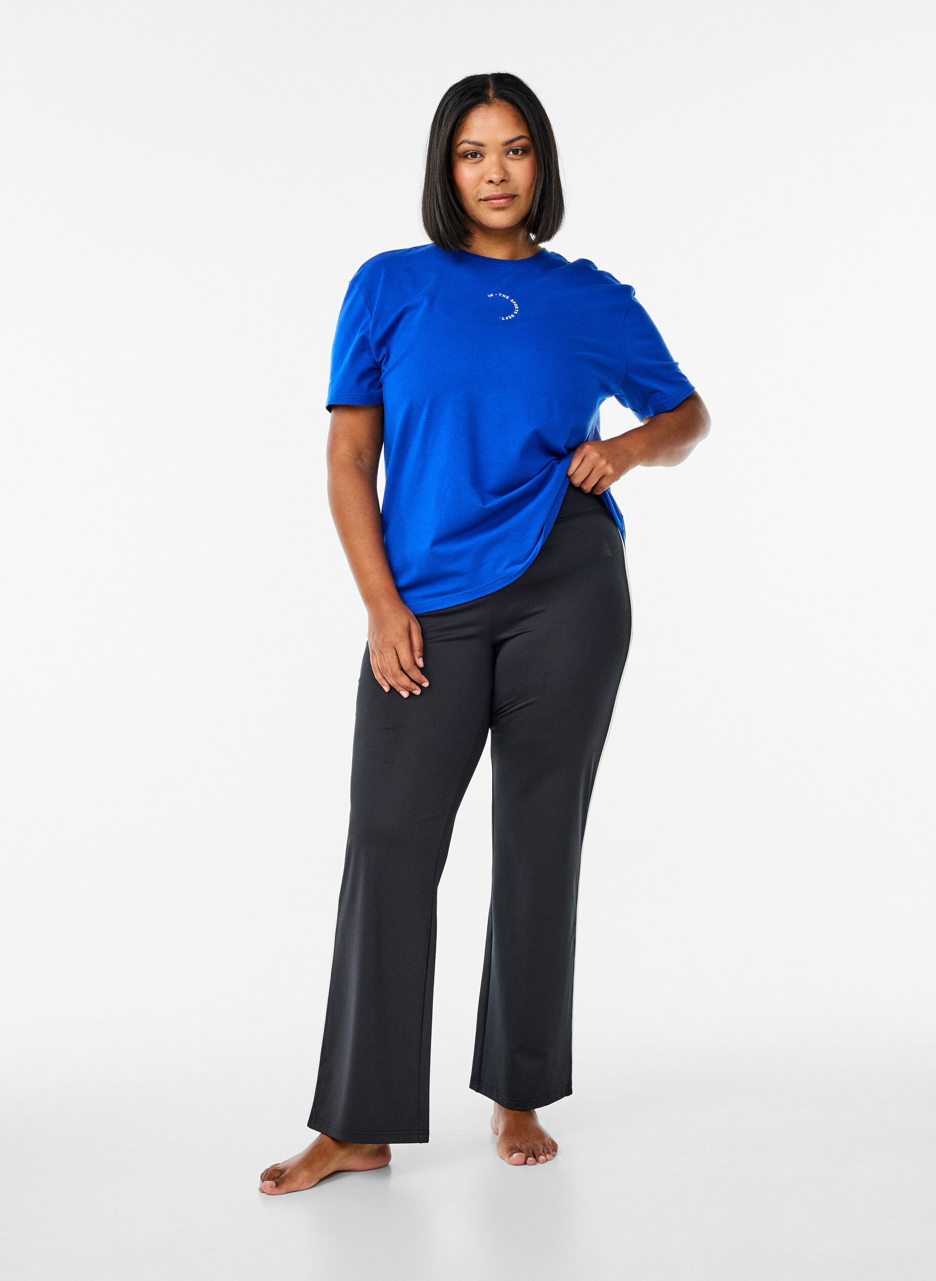 Zizzi Sportig t-shirt i ekologisk bomull, Bl&aring;, Model image number 1