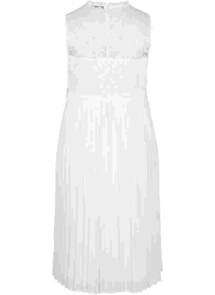 Ärmlös brudklänning med spets och plisserad kjol , Star White, Packshot image number 1