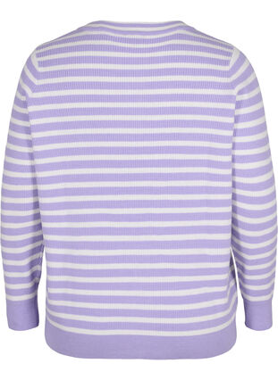 Randig ribbstickad tröja, Lavender Comb., Packshot image number 1