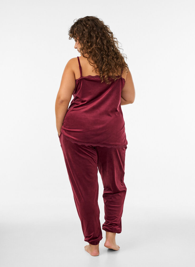L&ouml;sa byxor i velour, R&ouml;d, Model image number 2
