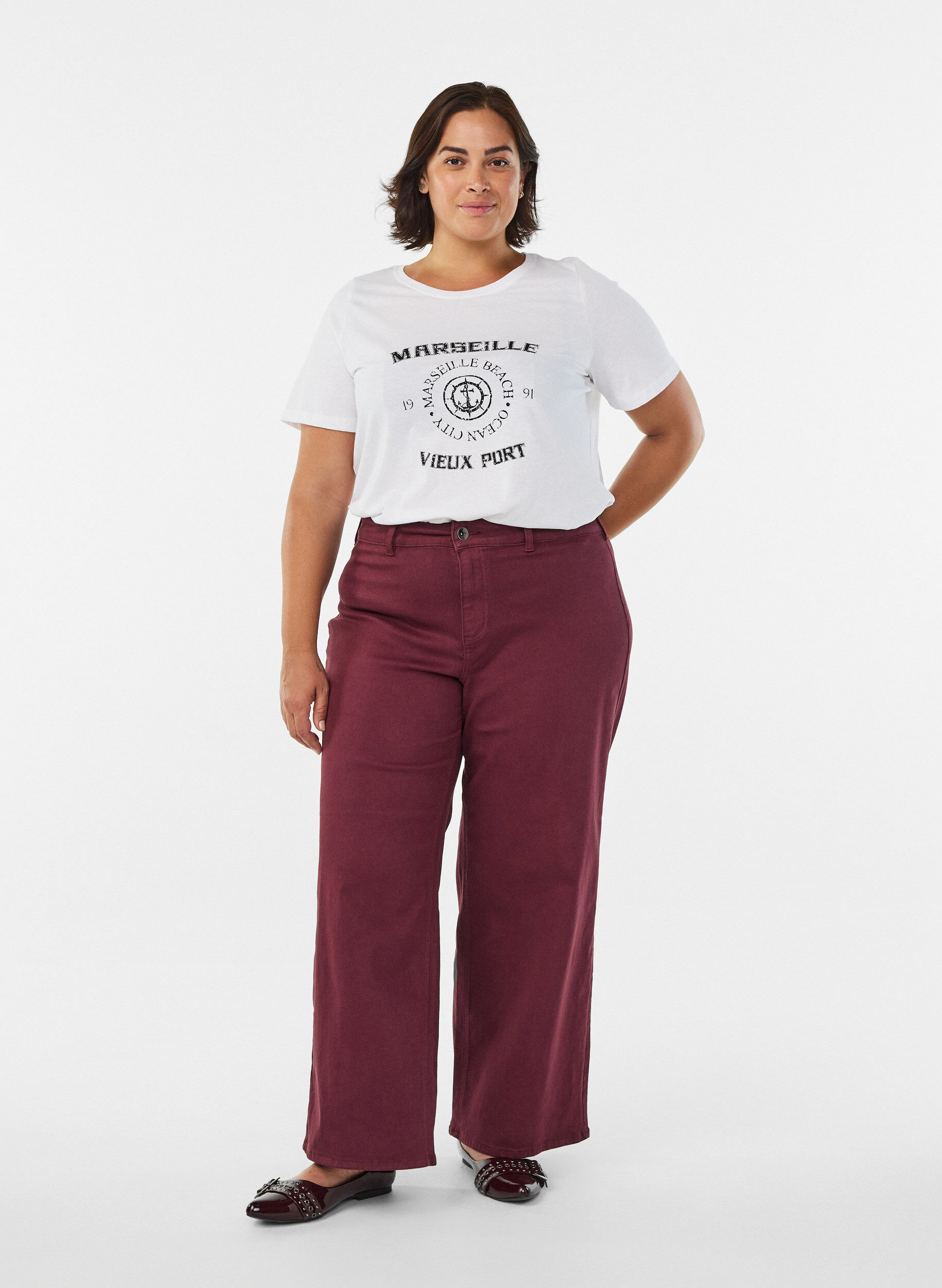 Zizzi FLASH - T-shirt med tryck, Vit, Model image number 1