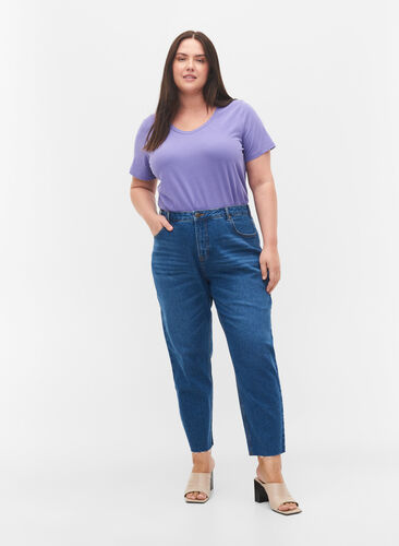 Croppade Millie mom fit jeans, Blue Denim 5, Model image number 0