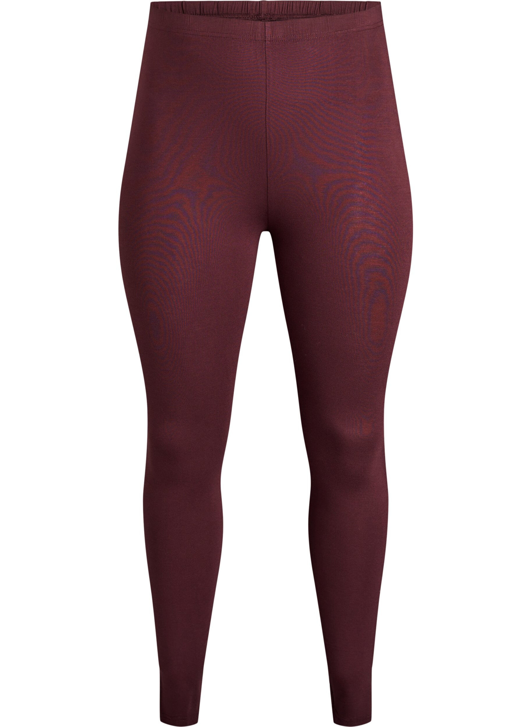 ZizziBasic leggings i viskos, M&ouml;rk Bordeaux, Packshot image number 0