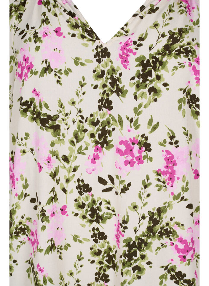 Viskosblus med korta ärmar, Green Pink AOP, Packshot image number 2