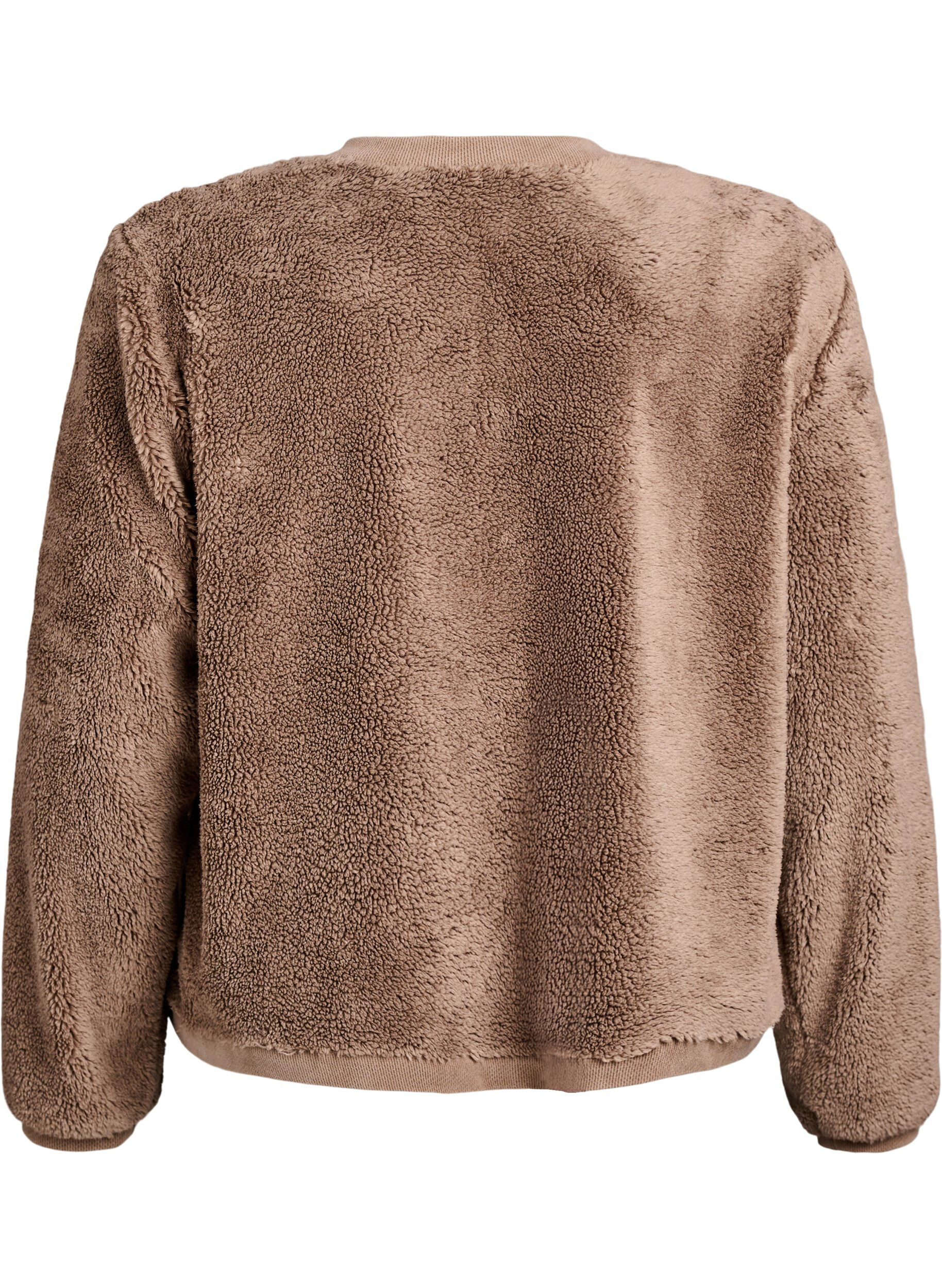 Zizzi Teddycardigan med dekorativa knappar, Brun, Packshot image number 1