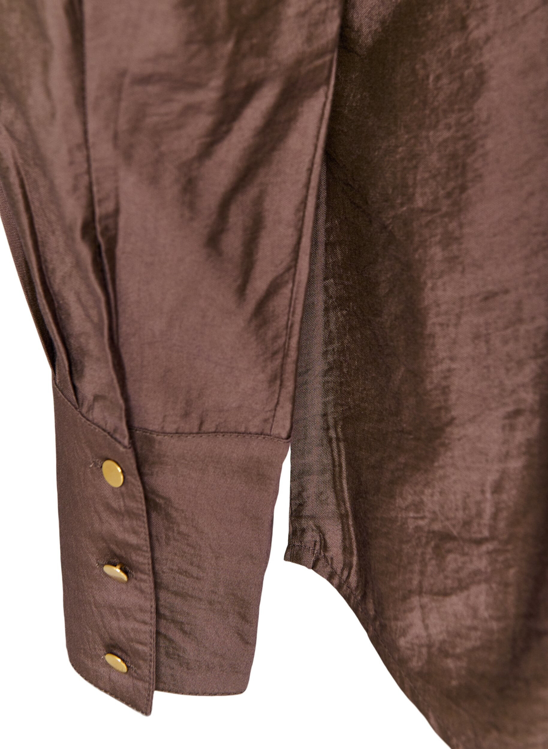 ZizziSkjorta i viskos med guldknappar, Brun, Packshot image number 3