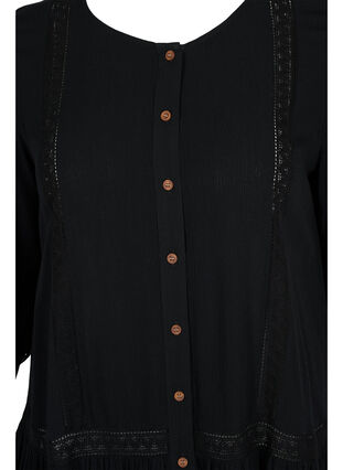 Viskos strandklänning med knäppning , Black, Packshot image number 2