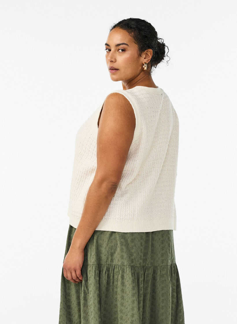 V&auml;st i strukturstickat med knytsk&auml;rp, Vanilla, Model image number 2