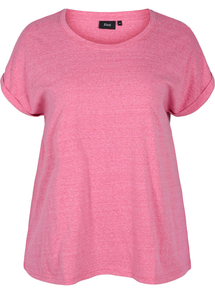 Melerad t-shirt i bomull, Fandango Pink Mél, Packshot image number 0