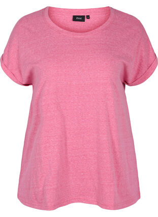 Melerad t-shirt i bomull, Fandango Pink Mél, Packshot image number 0