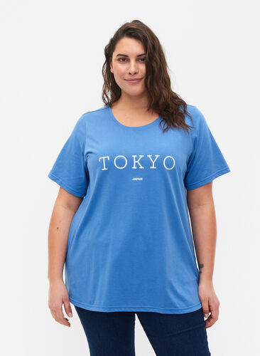 T-shirt från FLASH med tryck, Ultramarine, Model image number 0