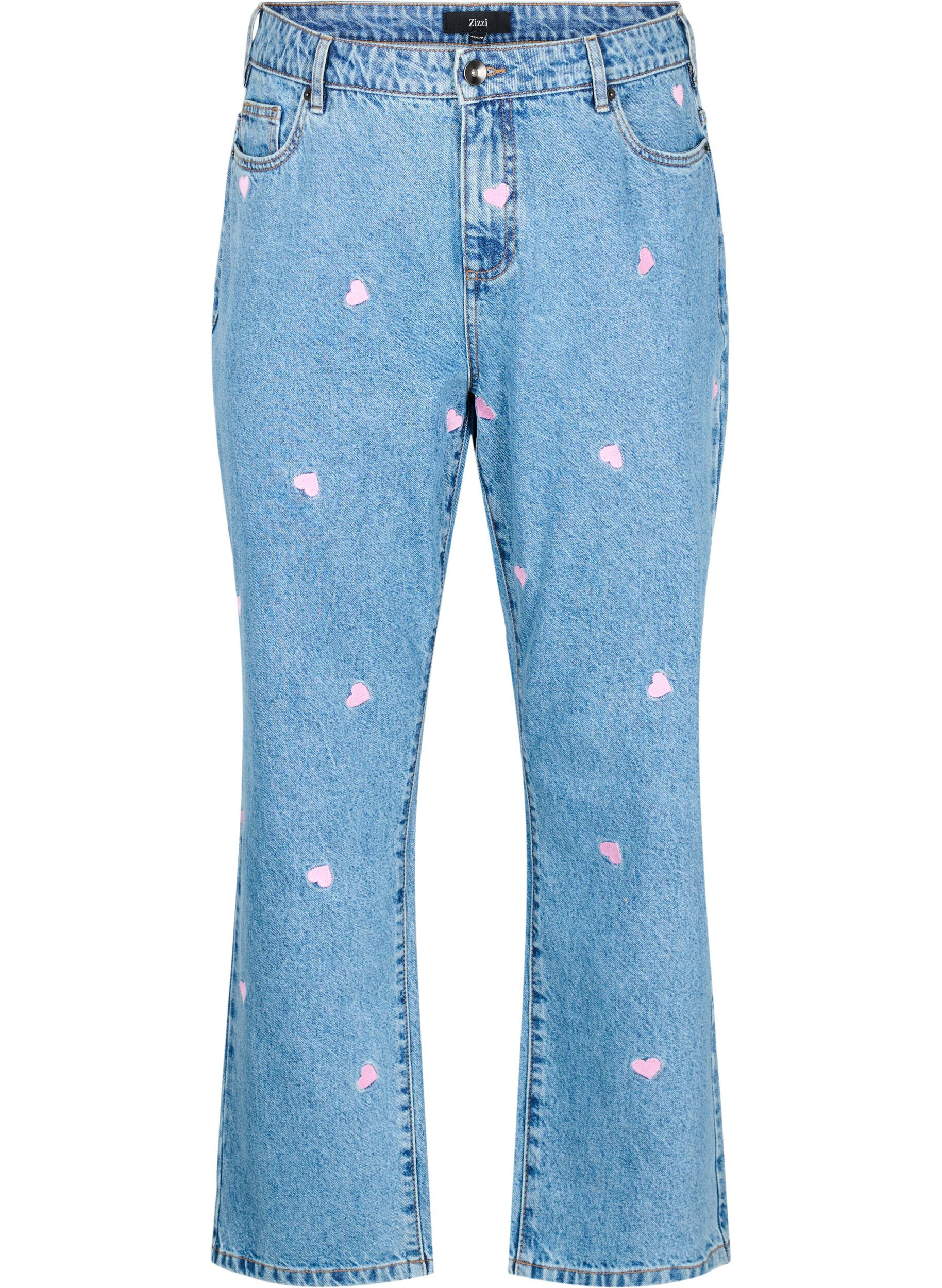 Zizzi Gemma jeans med hj&auml;rtan och h&ouml;g midja, Bl&aring;, Packshot image number 0