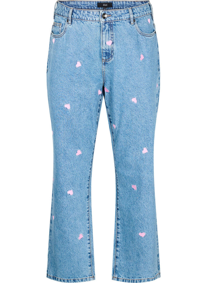 Gemma jeans med hög midja och läppar, Blå, Packshot image number 0