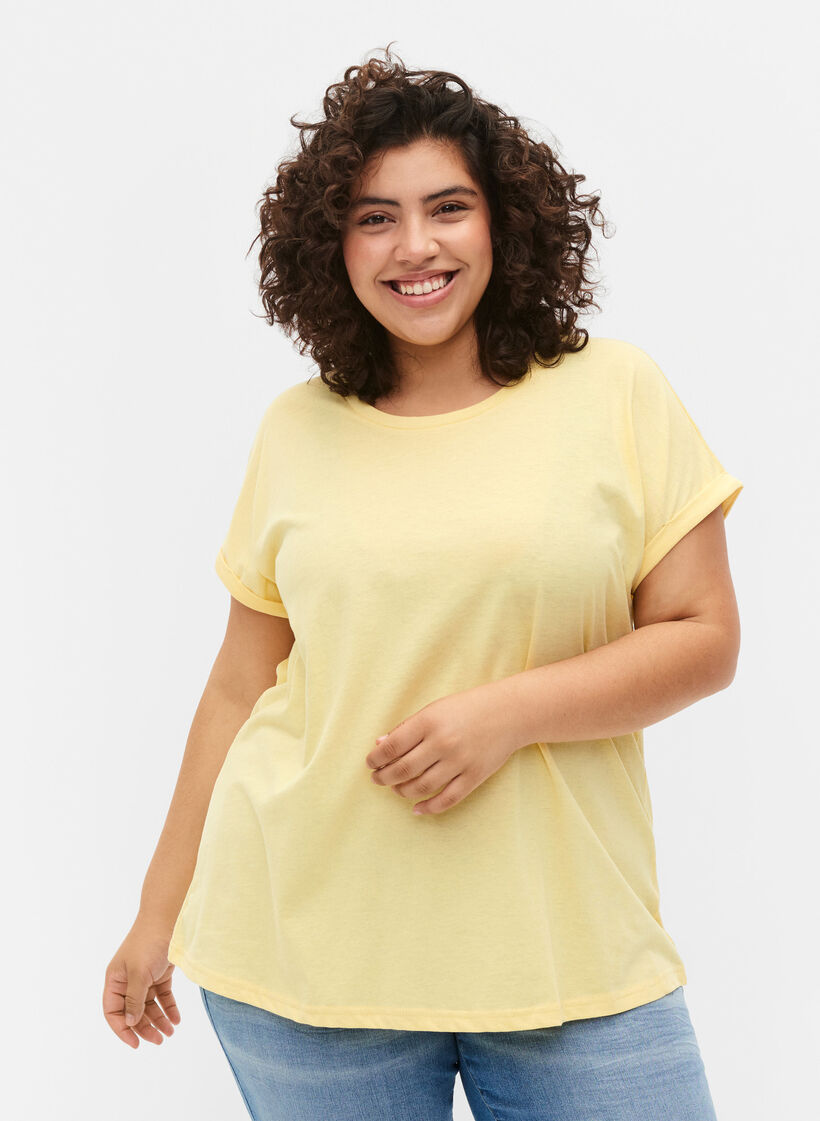 Kortärmad t-shirt i bomullsmix, Popcorn, Model image number 0