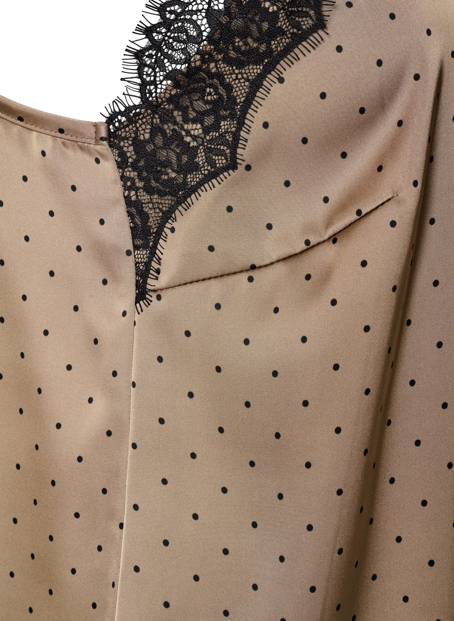 ZizziLinne med spets och asymmetrisk nederkant, Beige, Packshot image number 3