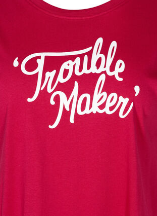 Kortärmad bomulls t-shirt med print , Cerise w. Trouble , Packshot image number 2