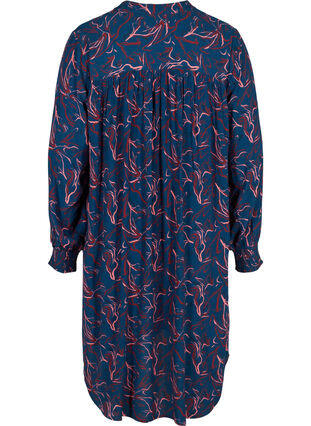 Mönstrad viskosklänning med knytdetalj, Dark Blue AOP, Packshot image number 1